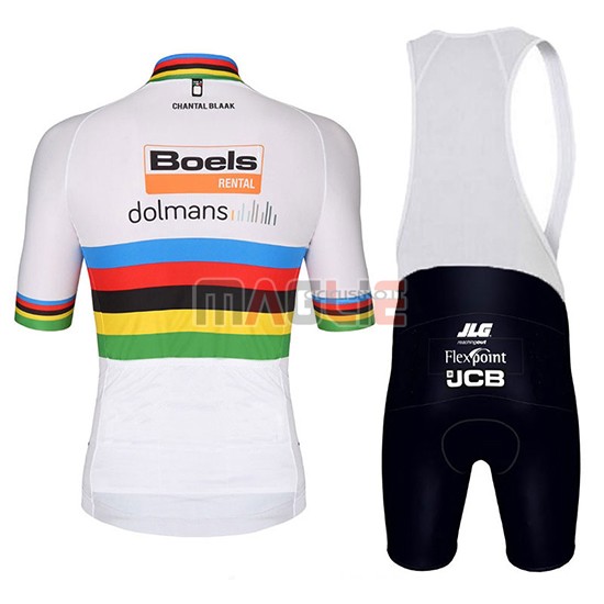2018 Maglia UCI World Champion Leader Boels Dolmans Manica Corta Bianco